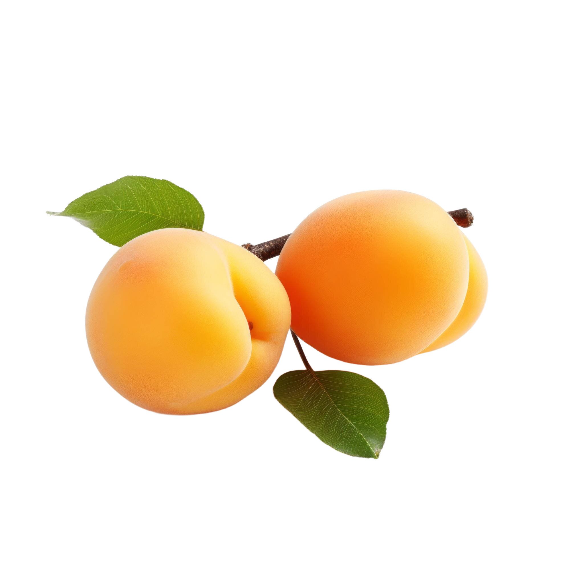 Apricotas amarillas vibrantes sobre fondo blanco foto stock organica uhd